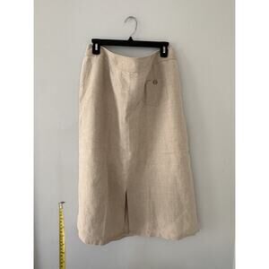 F.L. MALIK Womens Midi Skirt Size 12 Classic Lagenlook A Line Back Zipper USA